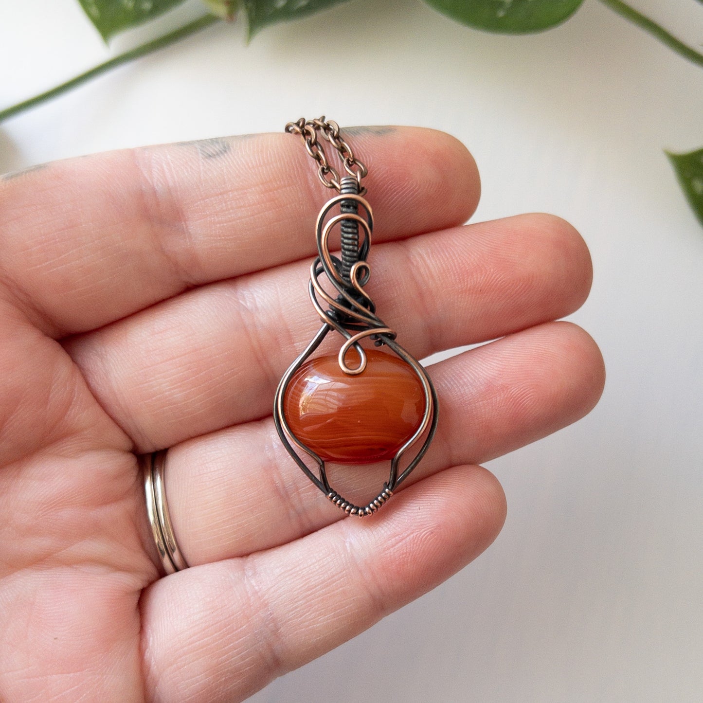 Carnelian Copper Pendant
