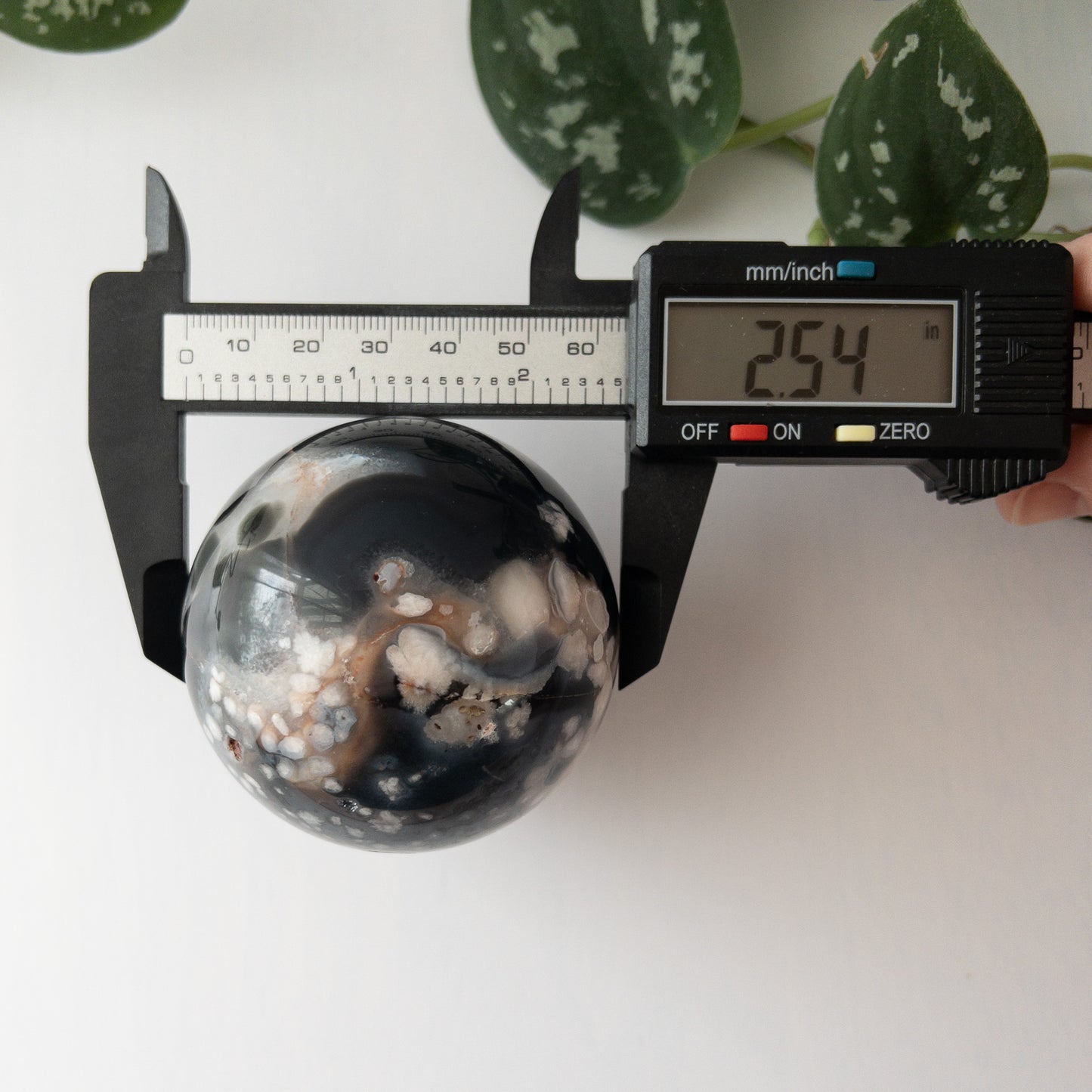 Dyed Black Flower Agate Sphere (2.54 in.)