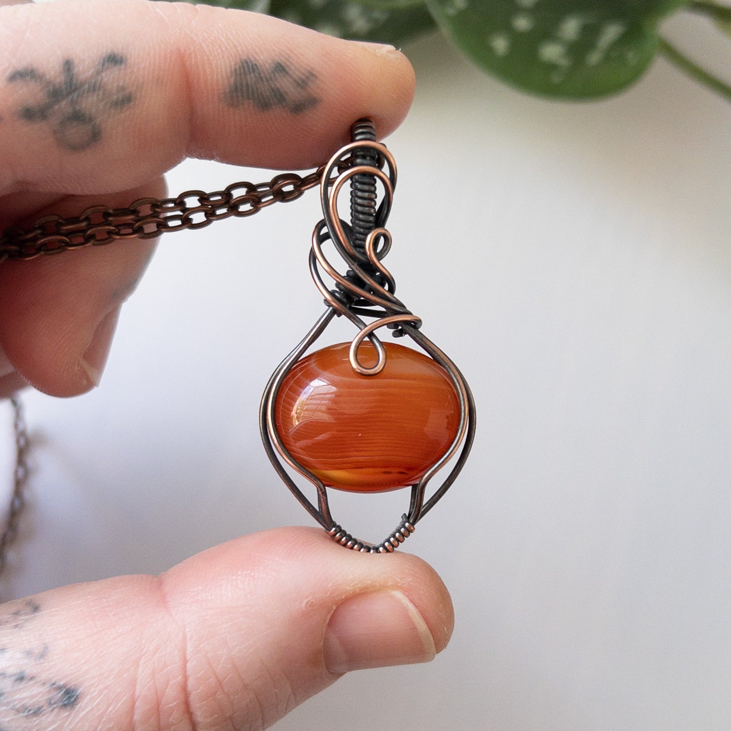 Carnelian Copper Pendant