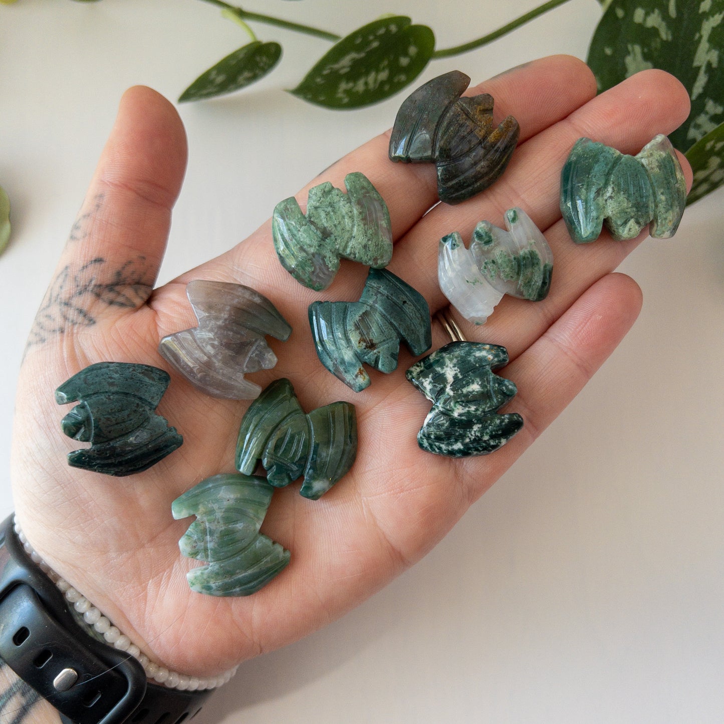 Mini Moss Agate Bat