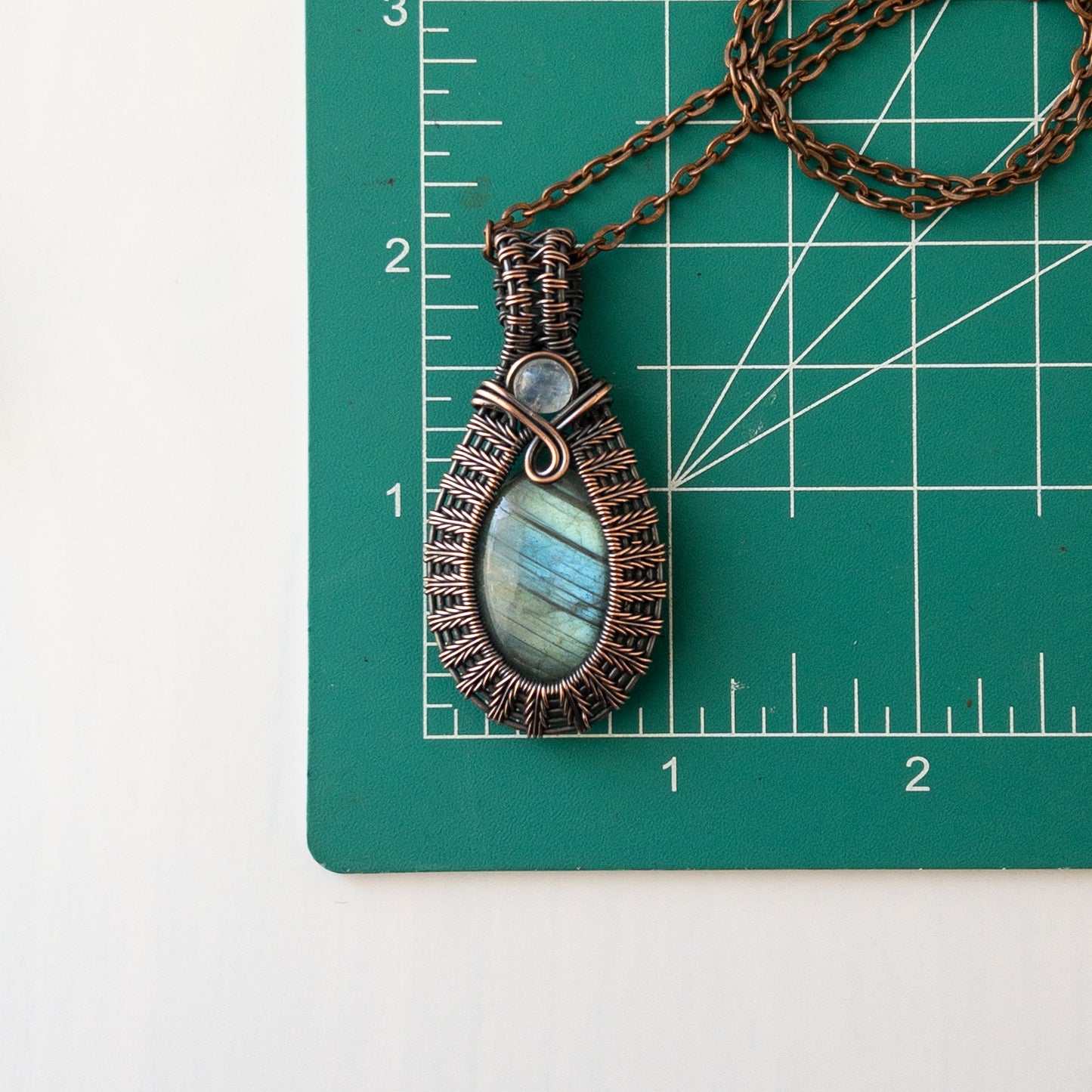 Labradorite & Moonstone Copper Pendant