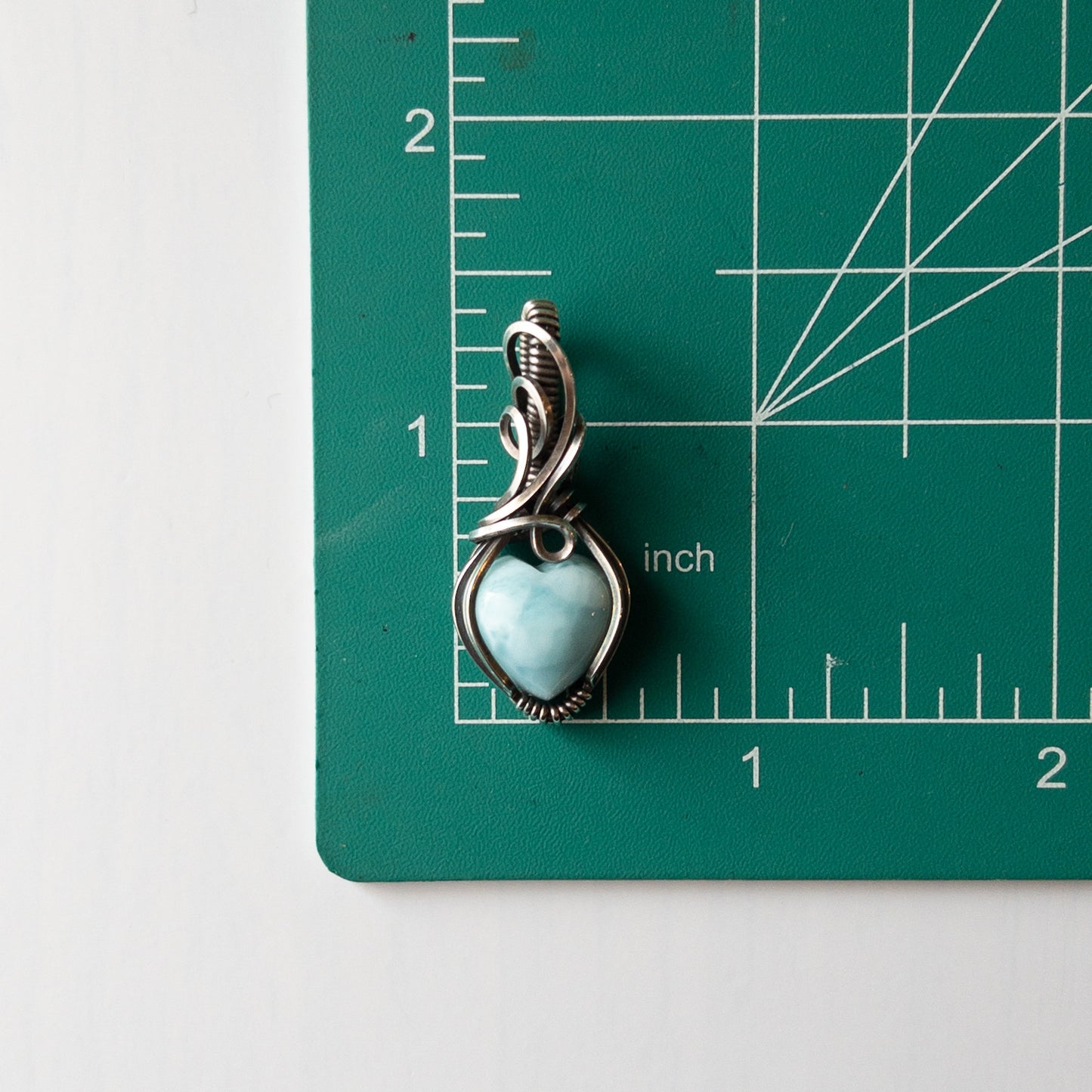 Larimar Heart Sterling Silver Wrapped Pendant