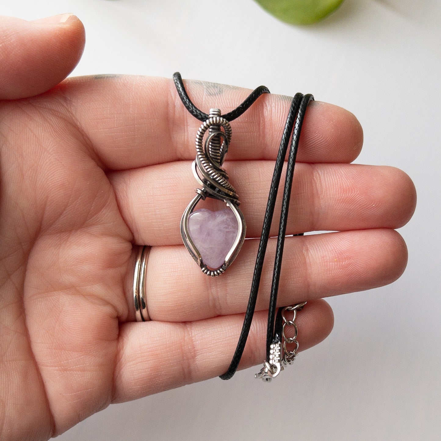 Kunzite Heart Sterling Silver Wrapped Pendant