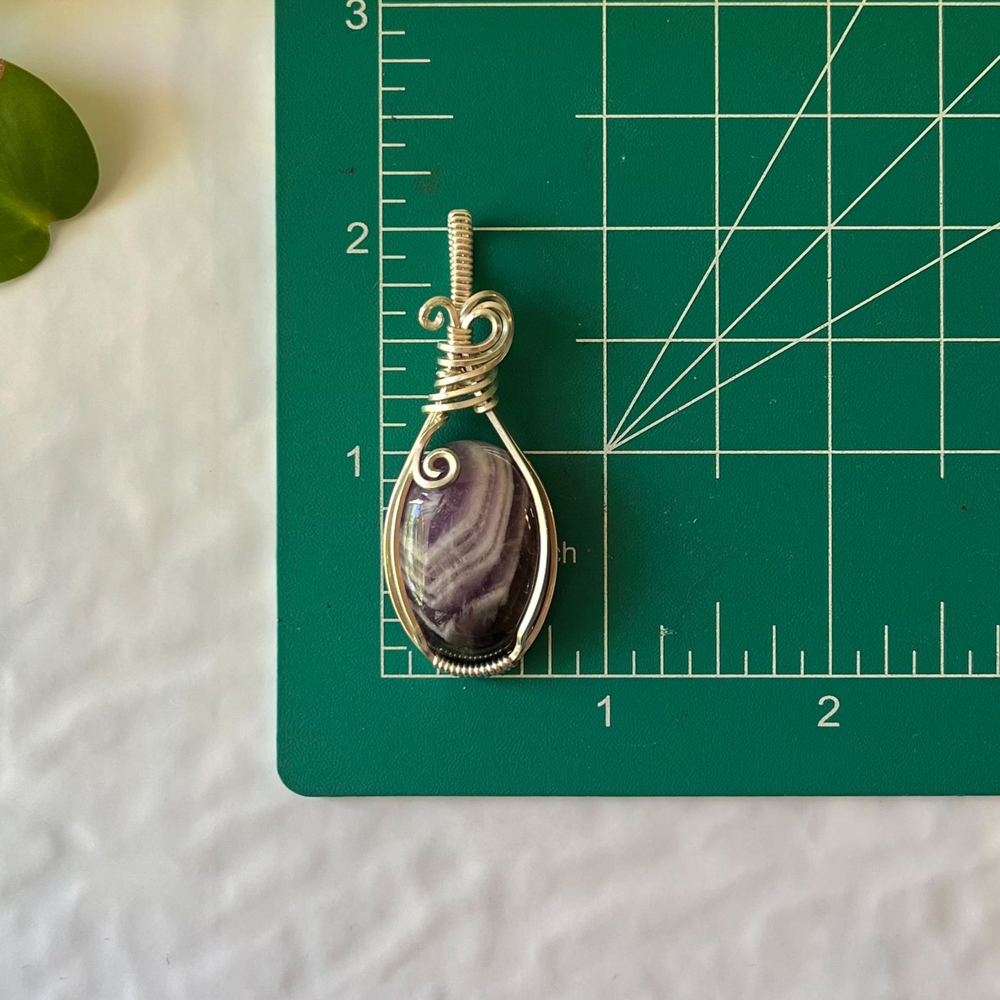 Chevron Amethyst Wrapped Sterling Silver Pendant