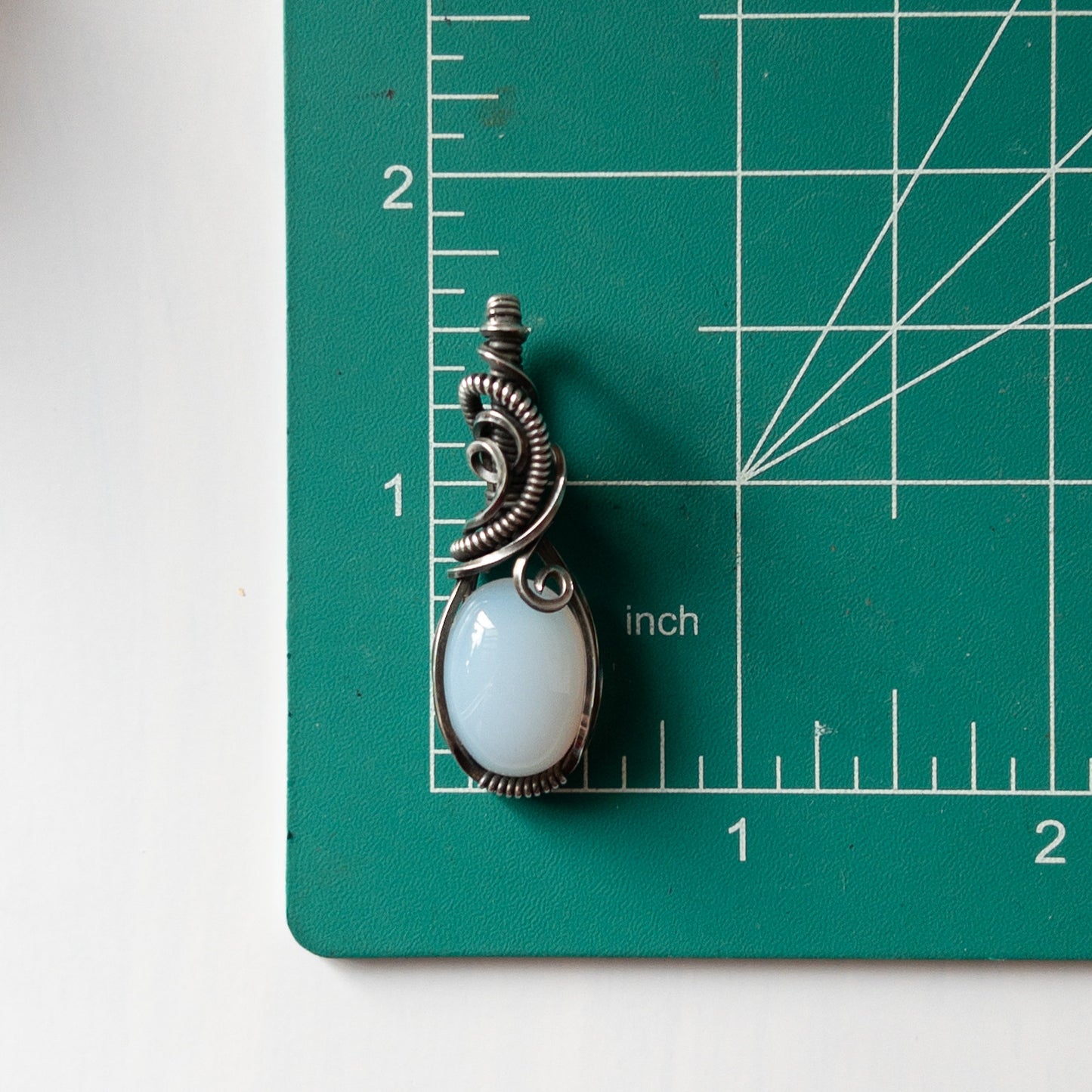 Blue Chalcedony Antiqued Sterling Silver Pendant