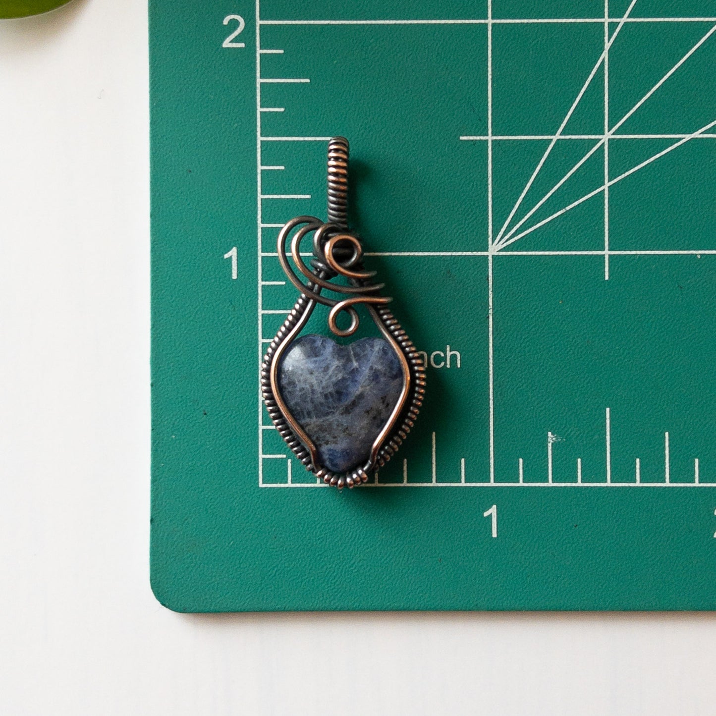 Sodalite Heart Antiqued Copper Pendant
