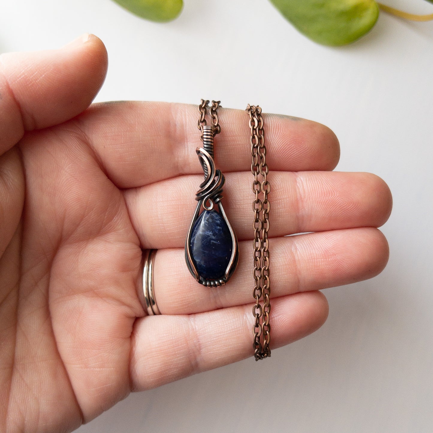 Sodalite Copper Wrapped Pendant