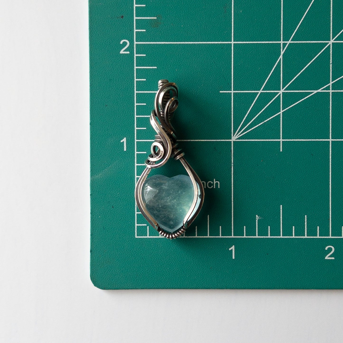 Aquamarine Heart Sterling Silver Wrapped Pendant