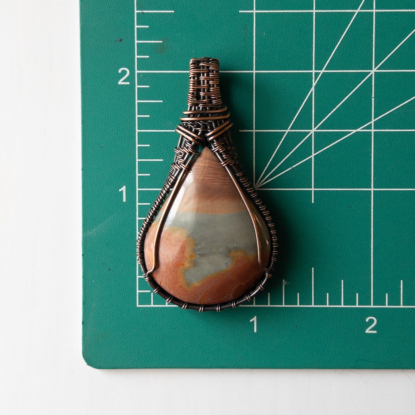 Polychrome Jasper Copper Woven Pendant