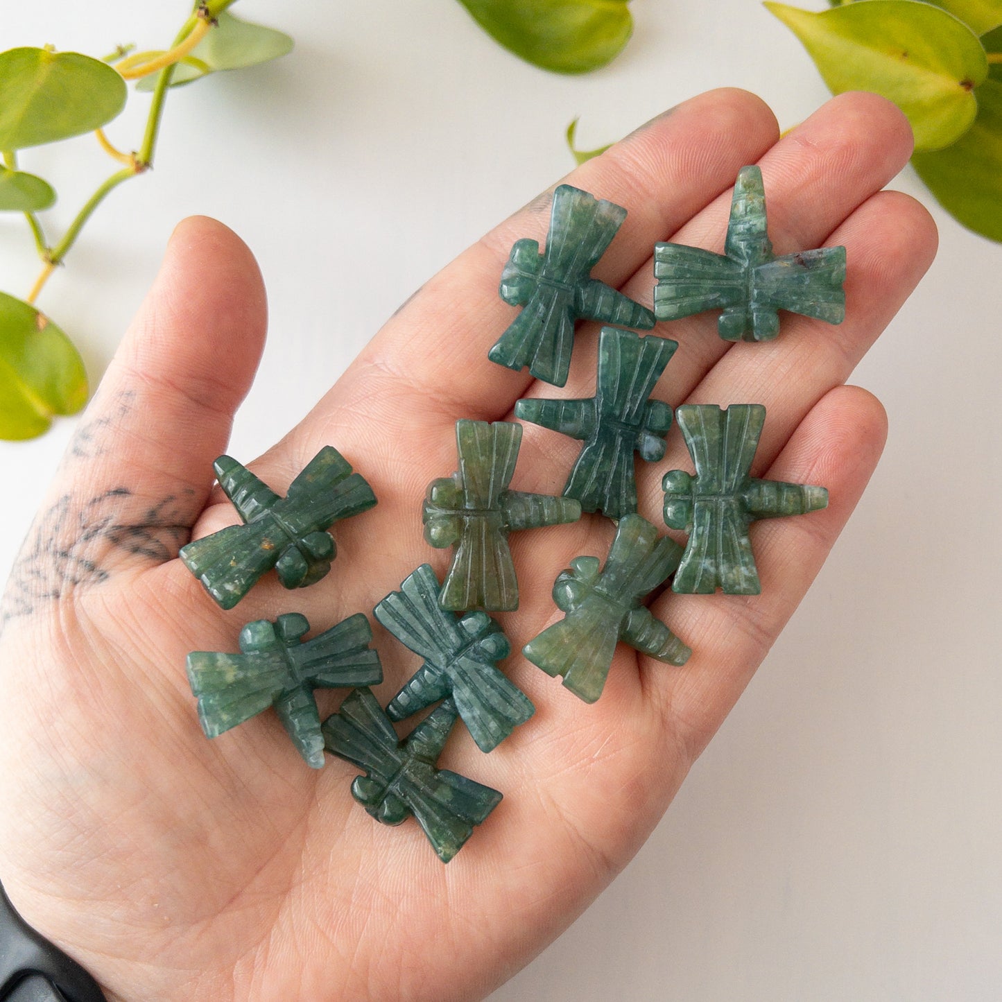 Mini Moss Agate Dragonfly
