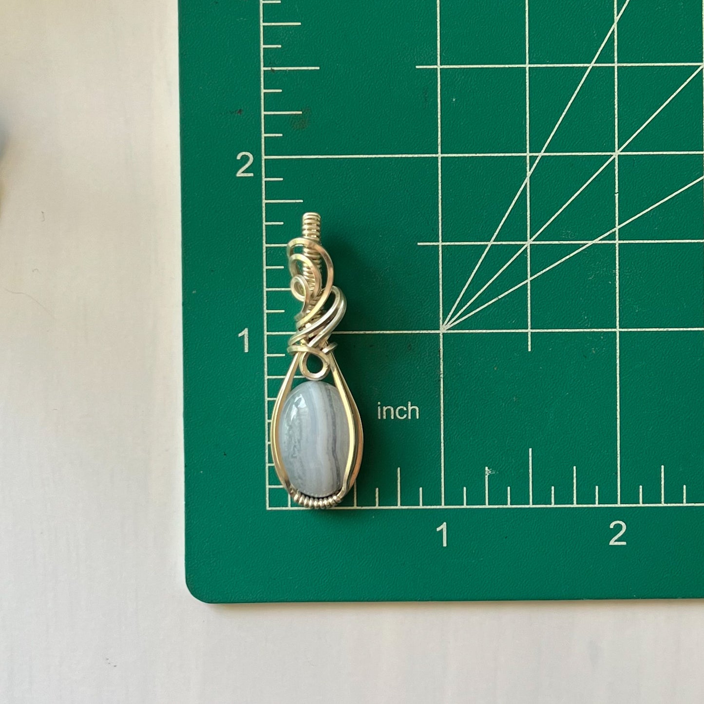 Blue Lace Agate Sterling Silver Wrapped Pendant