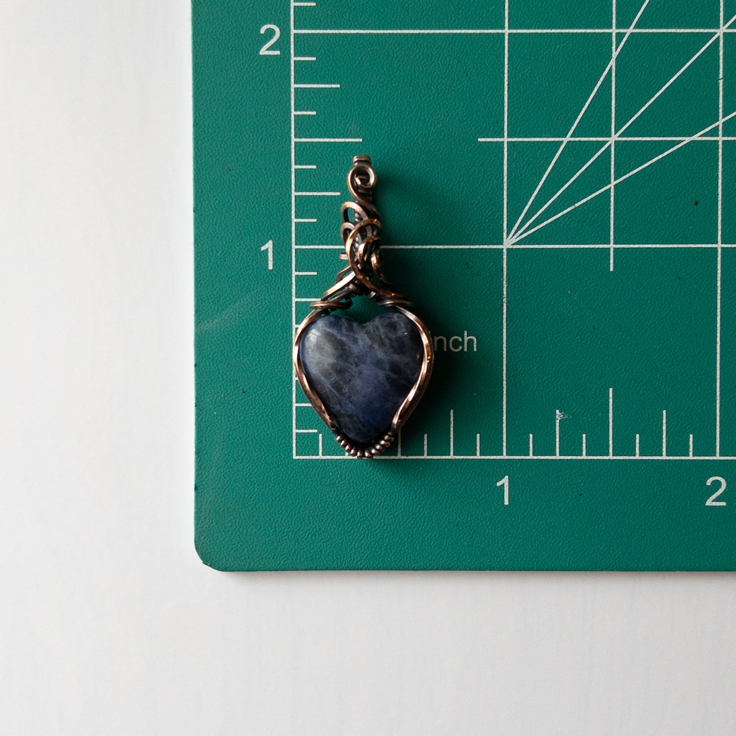 Sodalite Heart Copper Wrapped Pendant