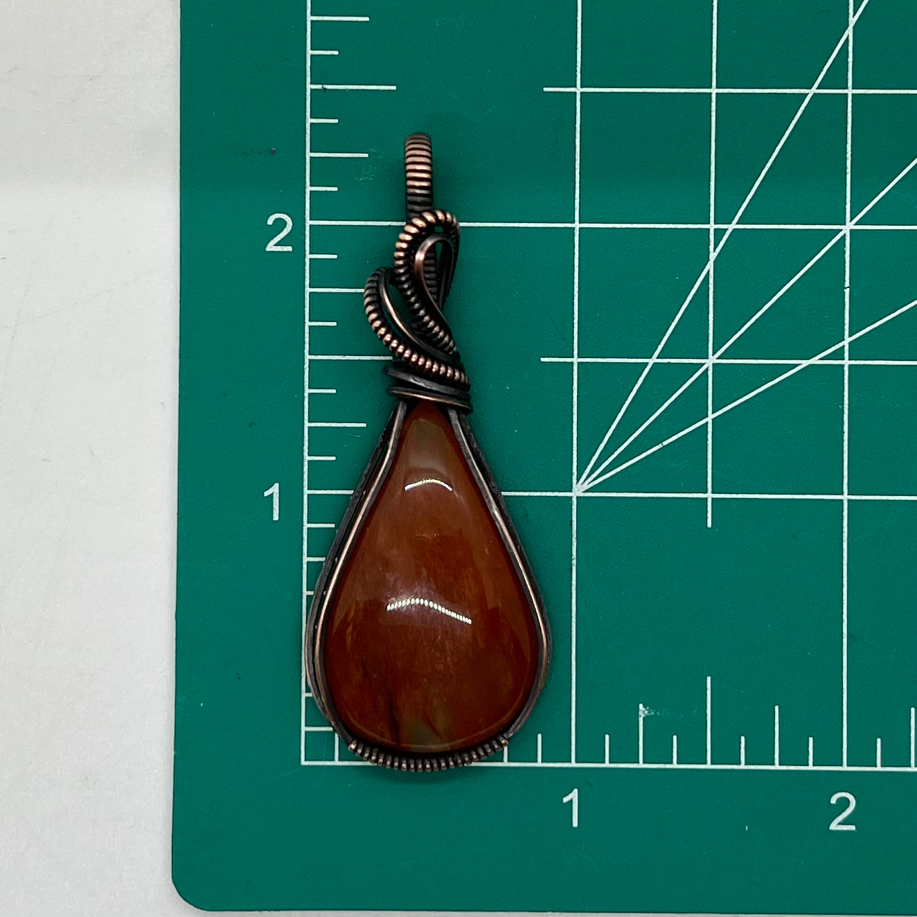Orange Aventurine Copper Wire Wrapped Pendant