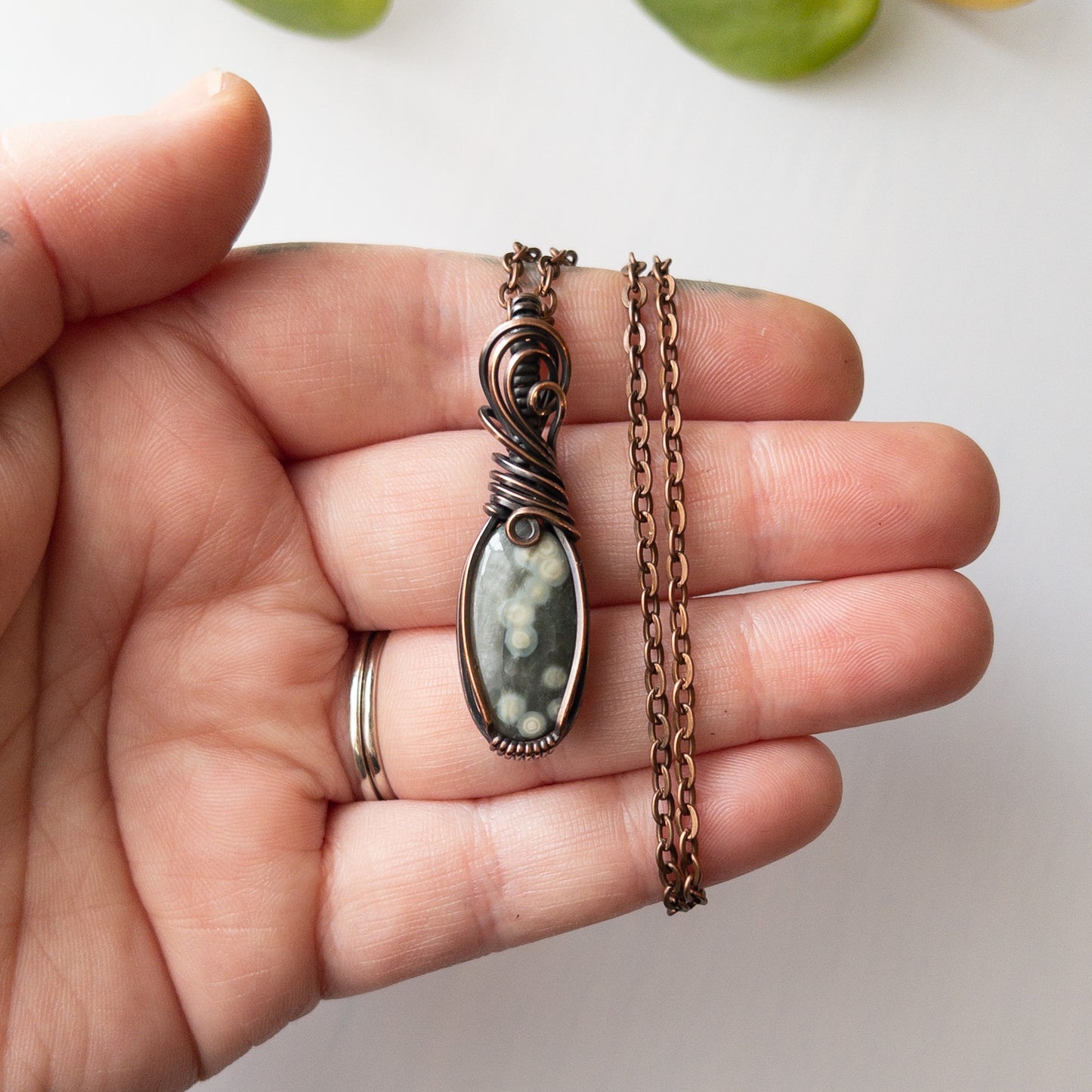 Ocean Jasper Copper Wrapped Pendant
