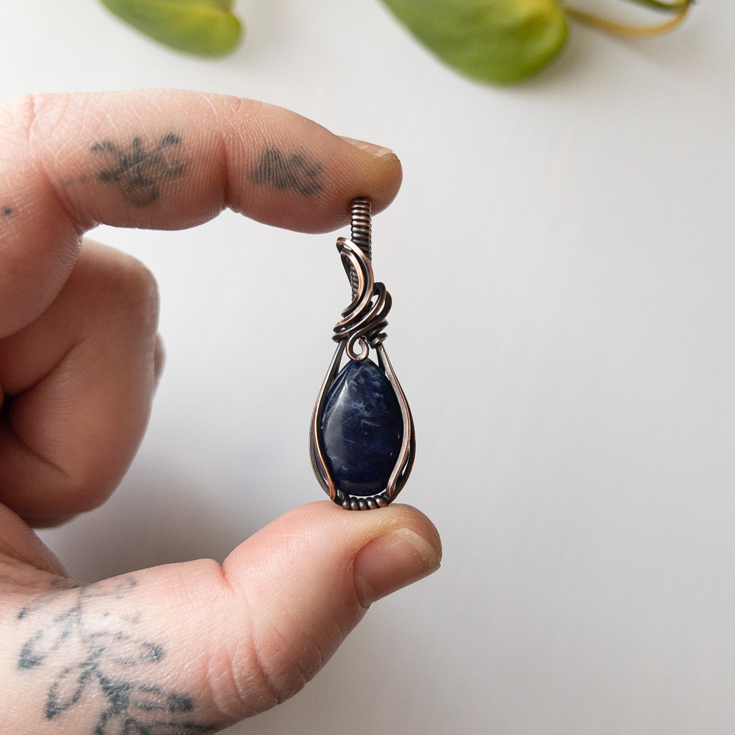 Sodalite Copper Wrapped Pendant