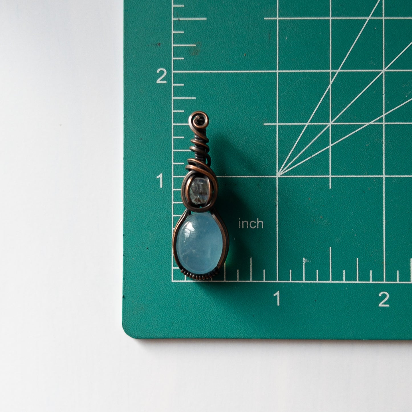 Aquamarine & Moonstone Antiqued Copper Pendant