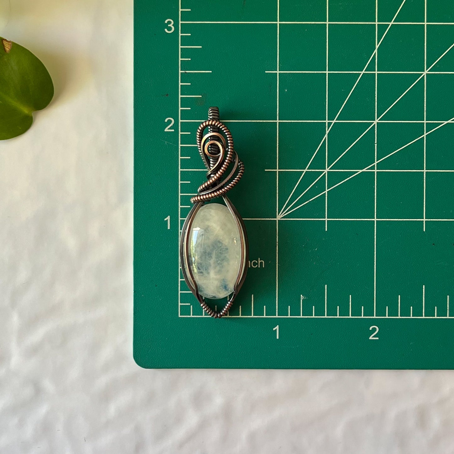 Moonstone Wrapped Antiqued Copper Pendant