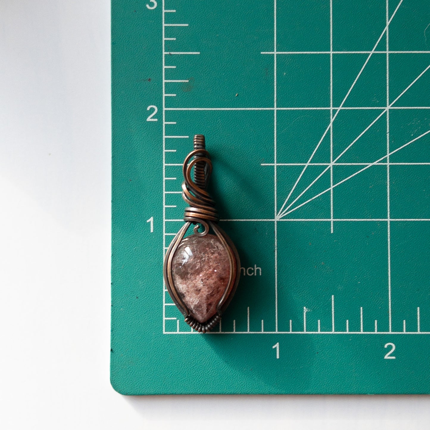 Strawberry Quartz Antiqued Copper Pendant