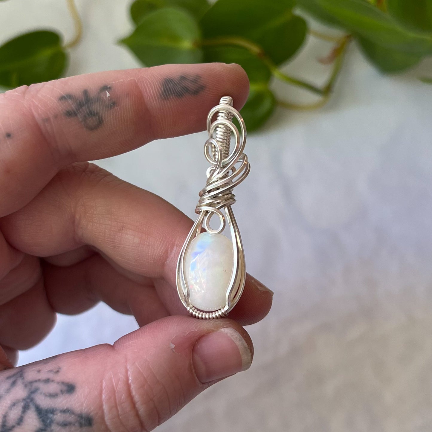 Ethiopian Opal Wrapped Sterling Silver Pendant