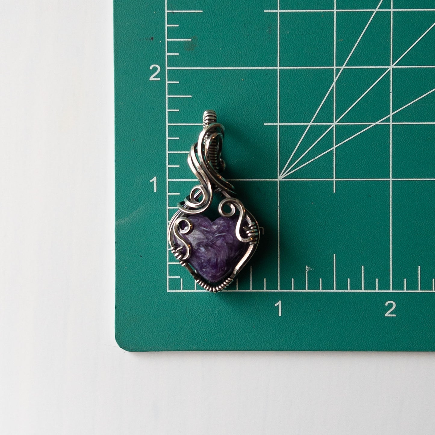 Charoite Heart Sterling Silver Wrapped Pendant