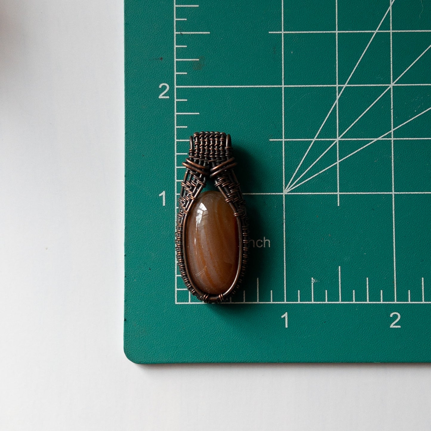 Carnelian Antiqued Copper Weave Pendant