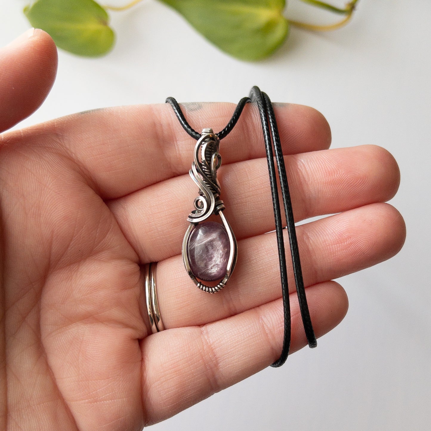 Gemmy Lepidolite Sterling Silver Wrapped Pendant