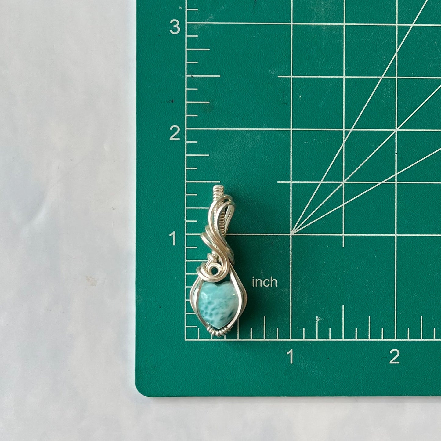 Larimar Heart & Sterling Silver Wrapped Pendant