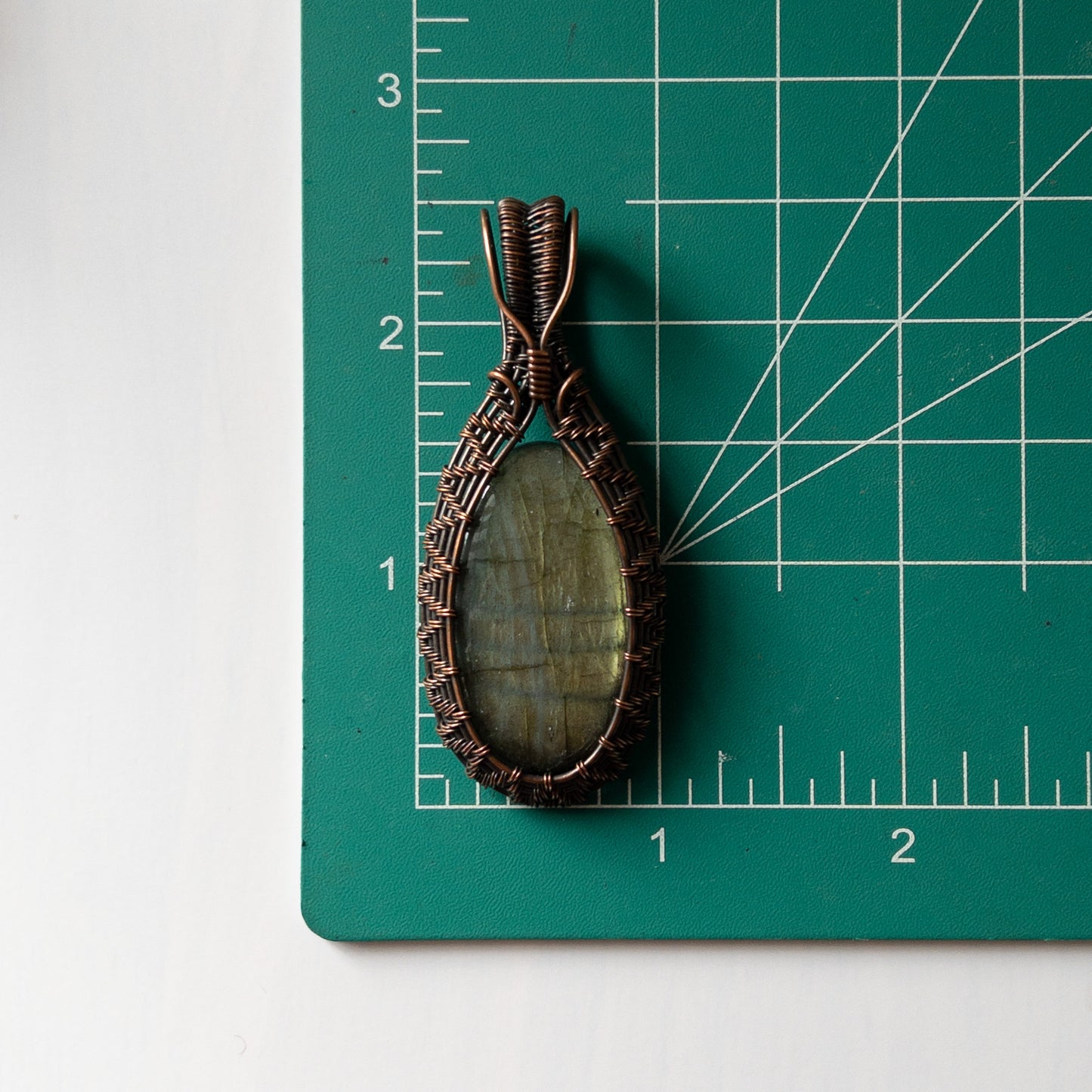 Labradorite Antiqued Copper Weave Pendant