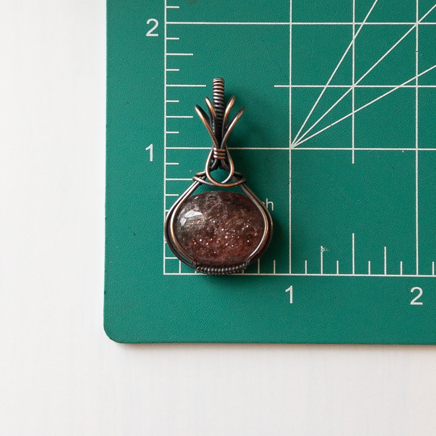 Strawberry Quartz Antiqued Copper Pendant