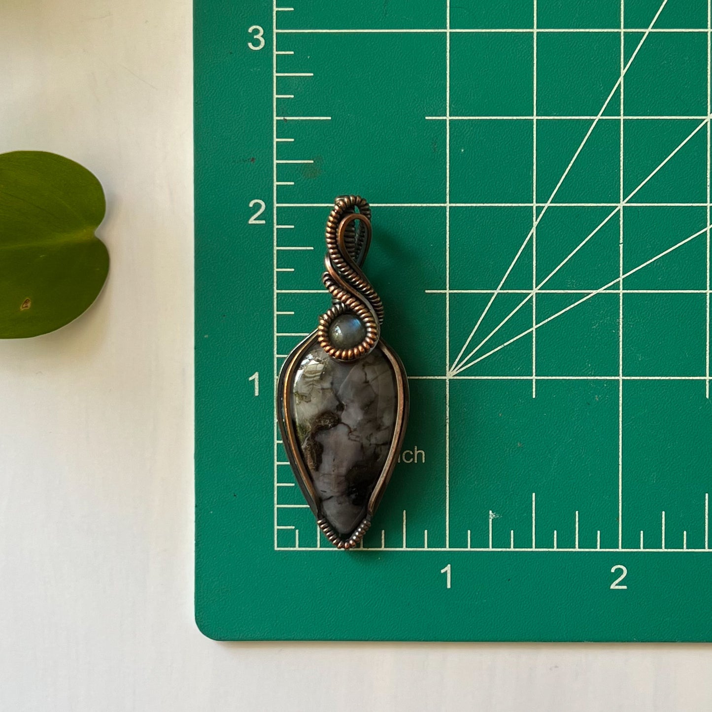 Indigo Gabbro & Labradorite Copper Wrapped Pendant
