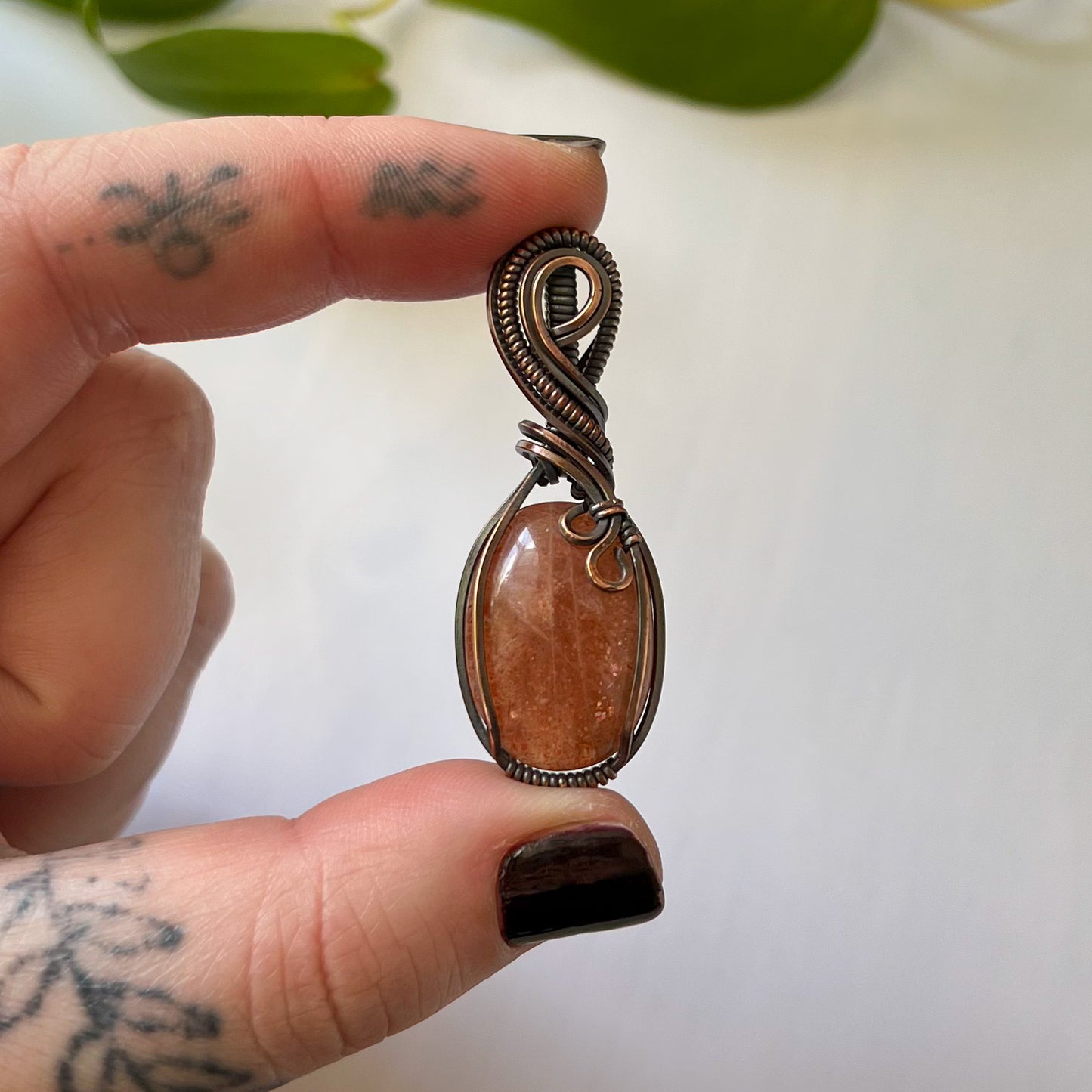Sunstone Copper Wrapped Pendant