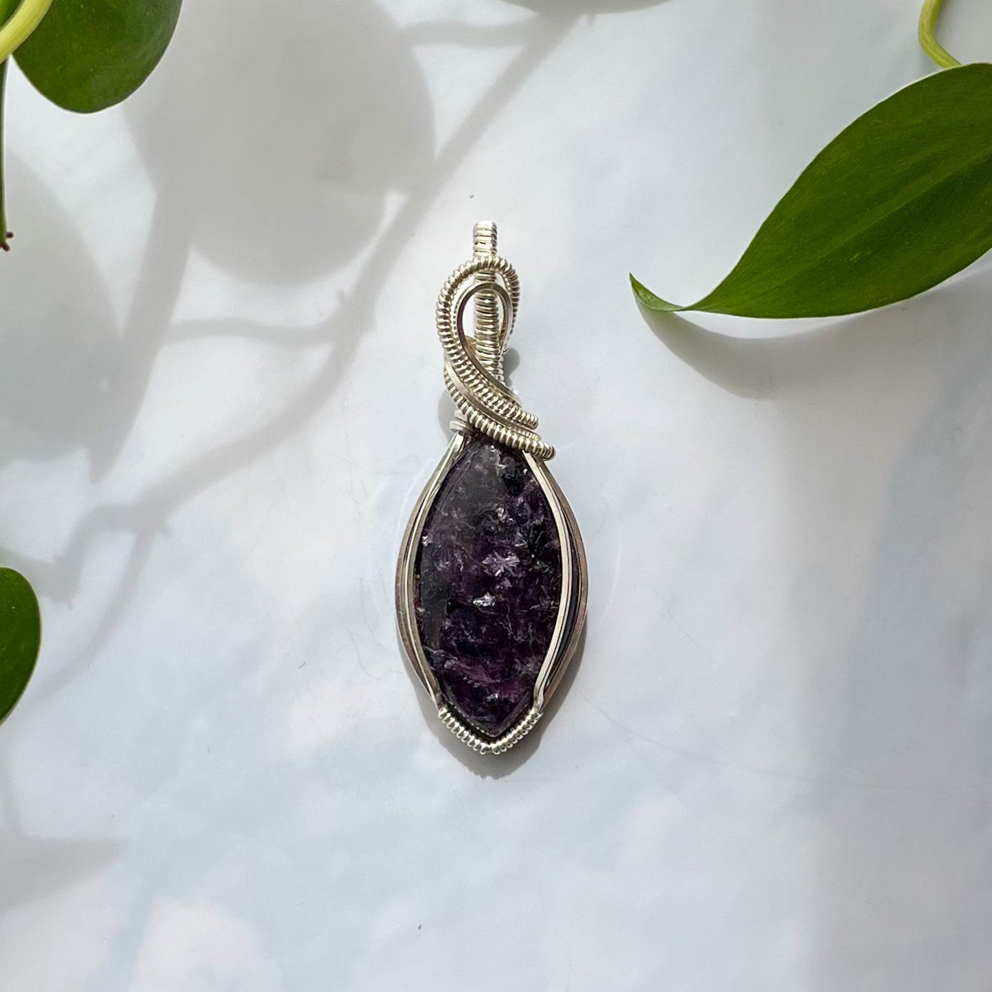 Lepidolite & Sterling Silver Wrapped Pendant