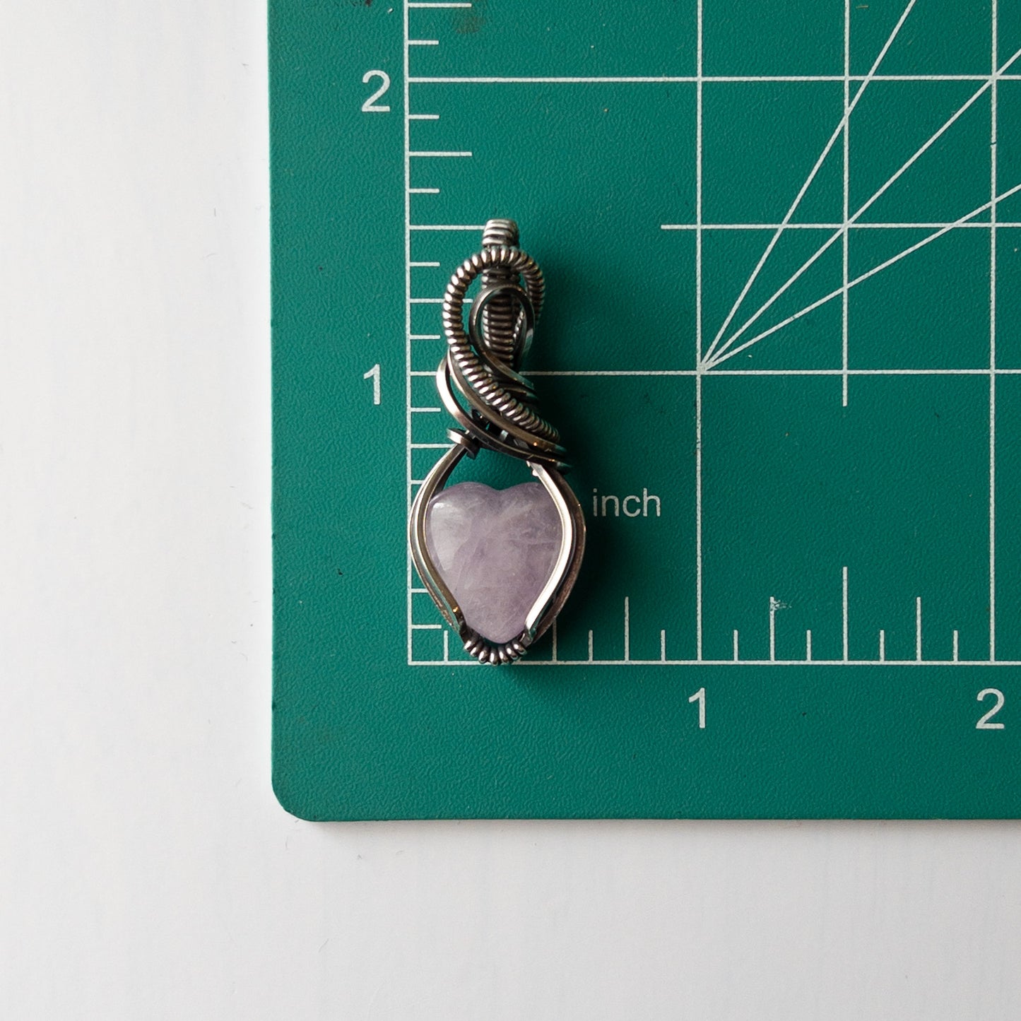 Kunzite Heart Sterling Silver Wrapped Pendant