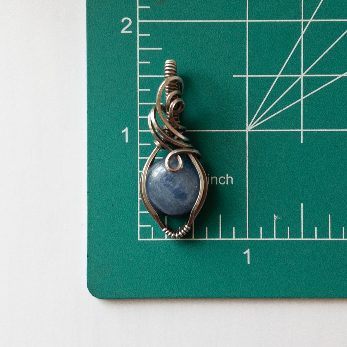 Blue Kyanite Antiqued Sterling Silver Pendant