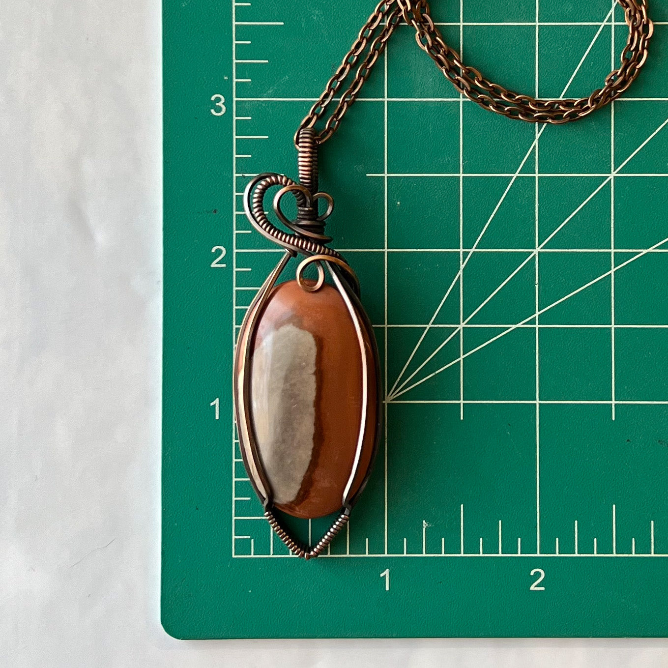 Polychrome Jasper & Antiqued Copper Wrapped Pendant