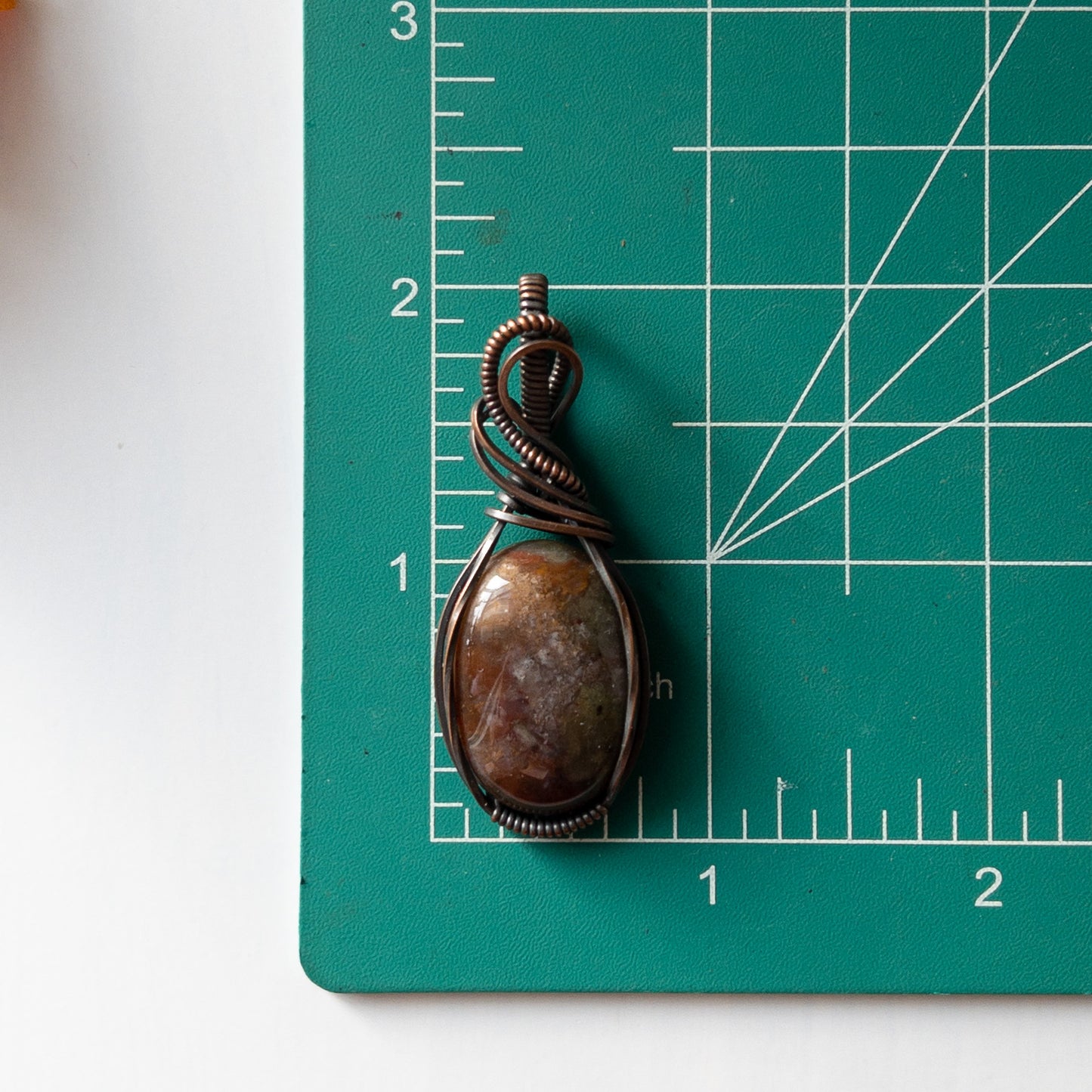 Sea Jasper Antiqued Copper Pendant