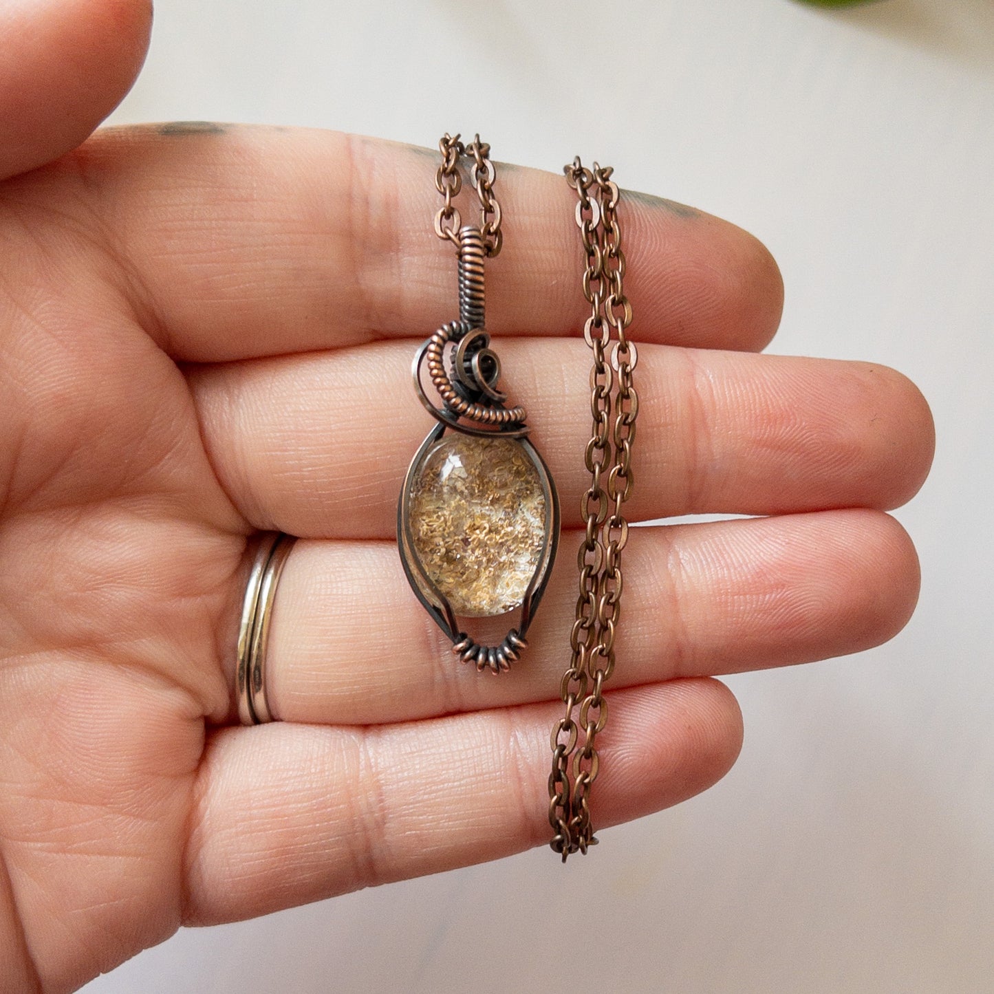 Garden Quartz Antiqued Copper Pendant