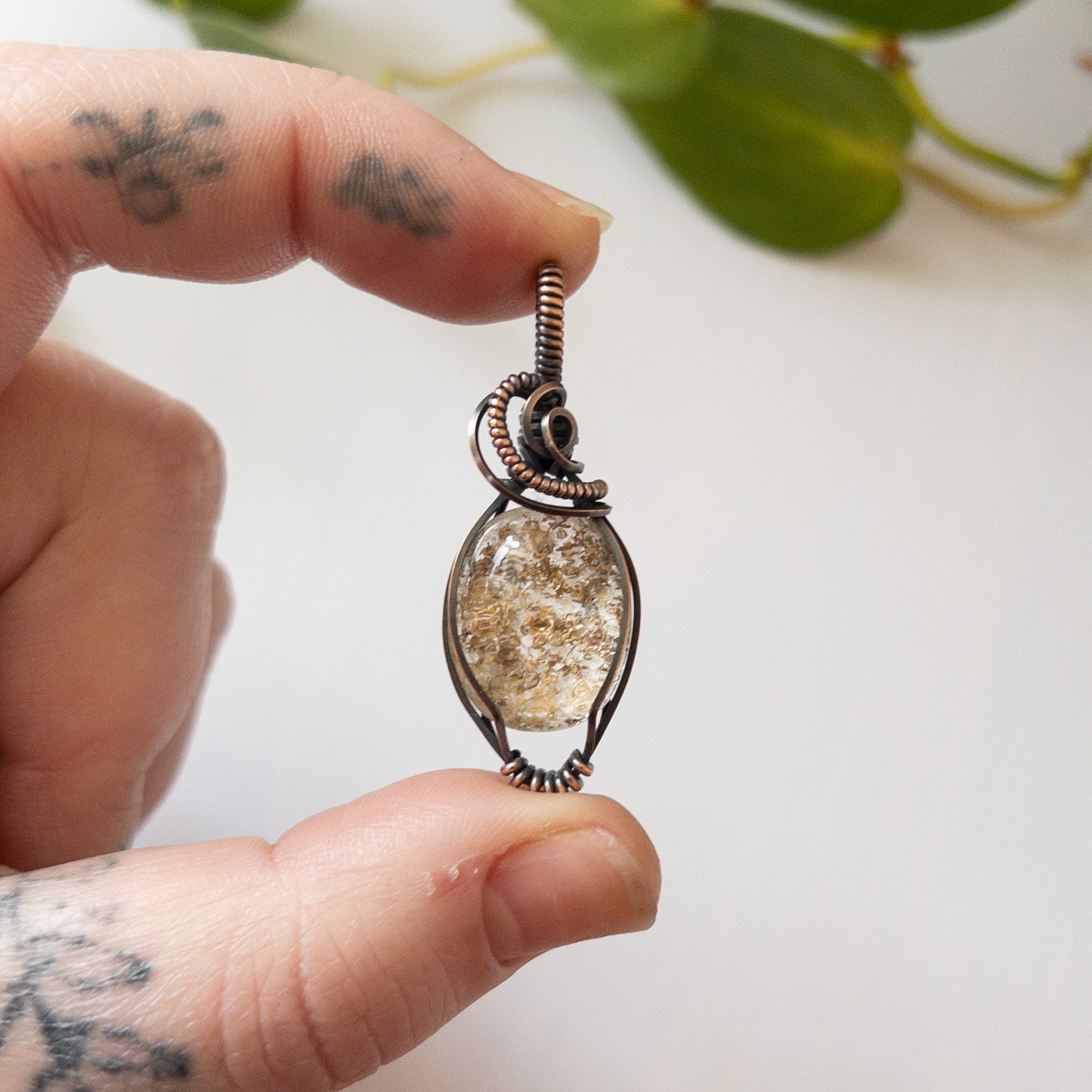 Garden Quartz Antiqued Copper Pendant