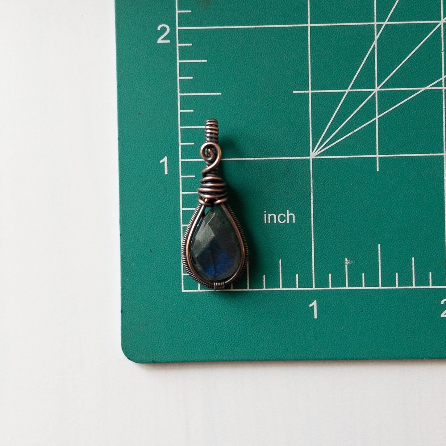 Faceted Labradorite Antiqued Copper Pendant
