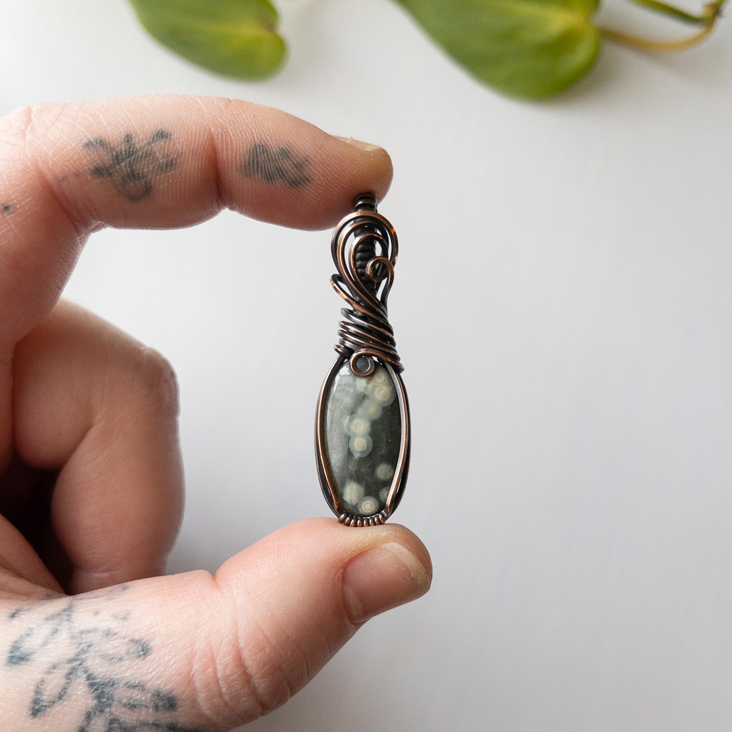 Ocean Jasper Copper Wrapped Pendant