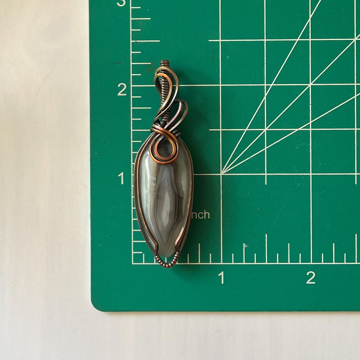 Botswana Agate Copper Wrapped Pendant