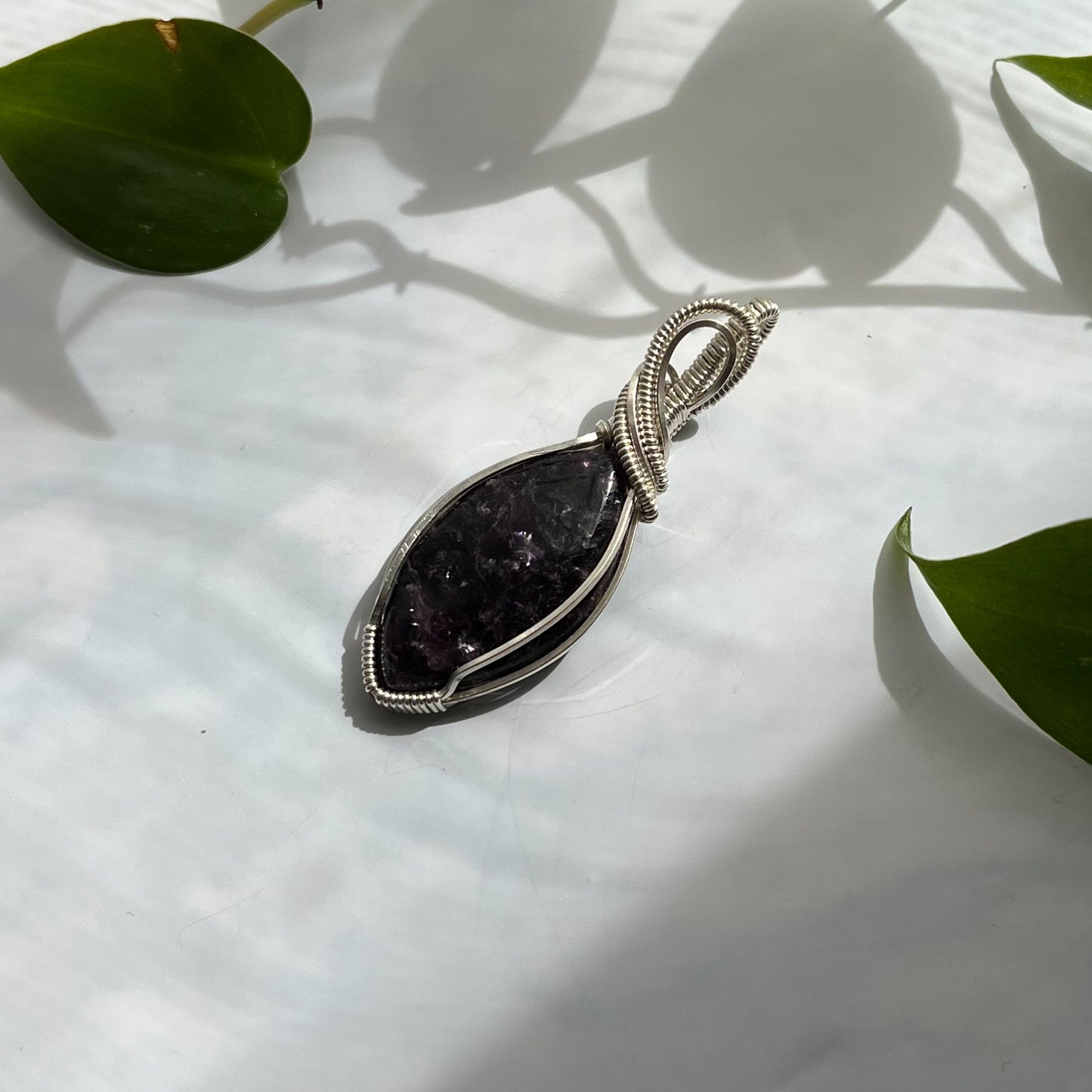 Lepidolite & Sterling Silver Wrapped Pendant