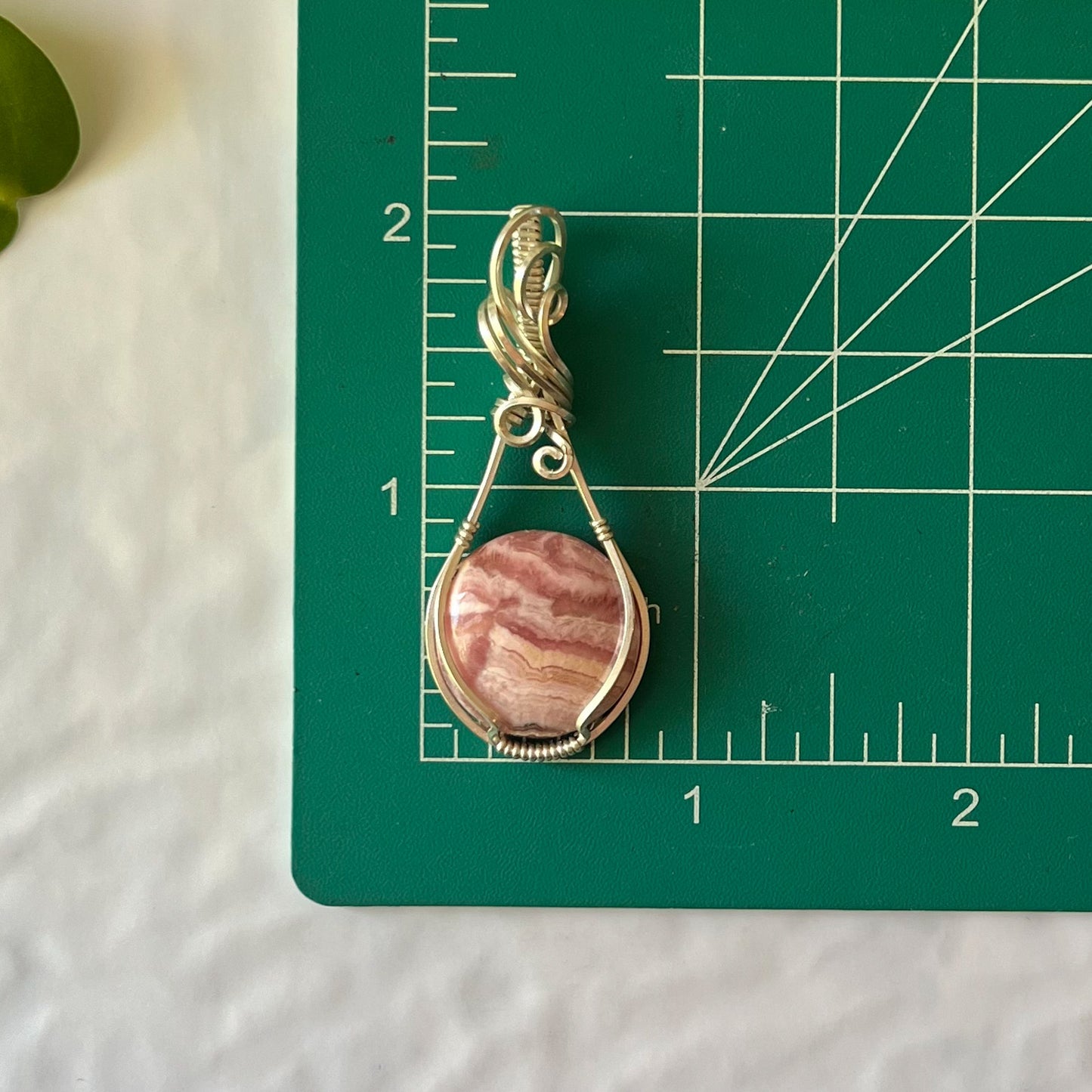 Rhodochrosite Wrapped Sterling Silver Pendant