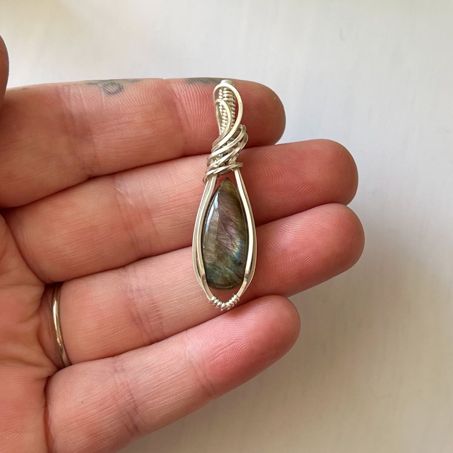 Labradorite Sterling Silver Wrapped Pendant