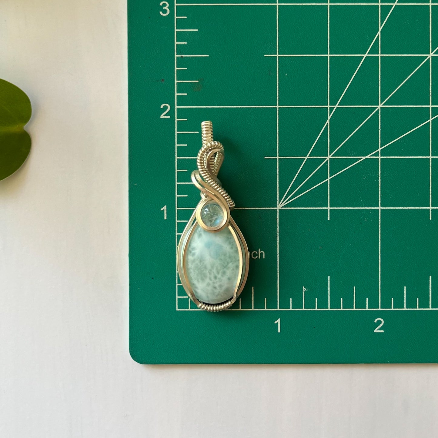 Larimar & Moonstone Sterling Silver Wrapped Pendant