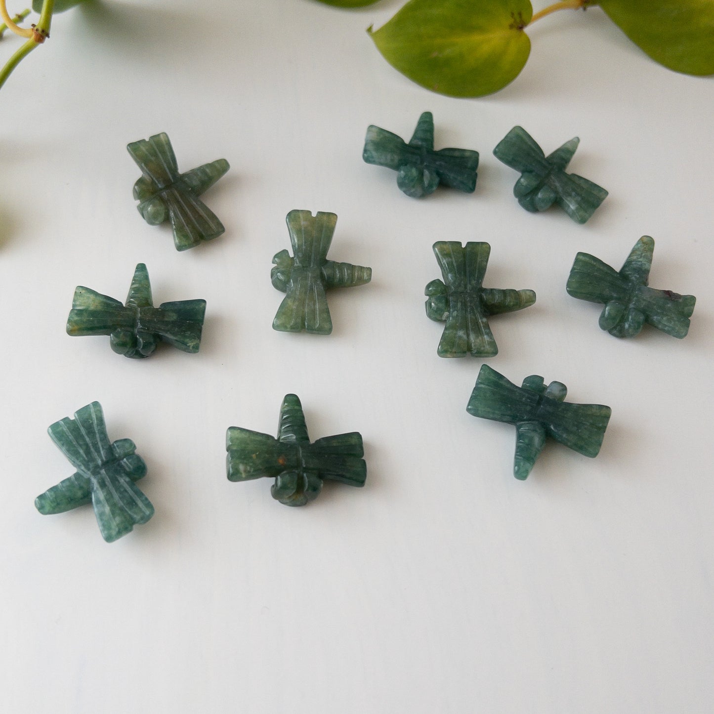 Mini Moss Agate Dragonfly