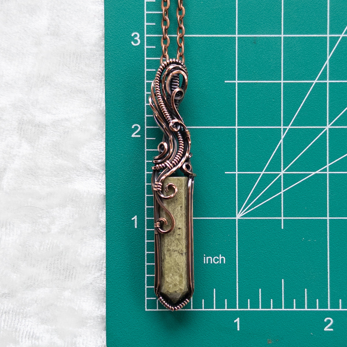 Vesuvianite Point Antiqued Copper Pendant