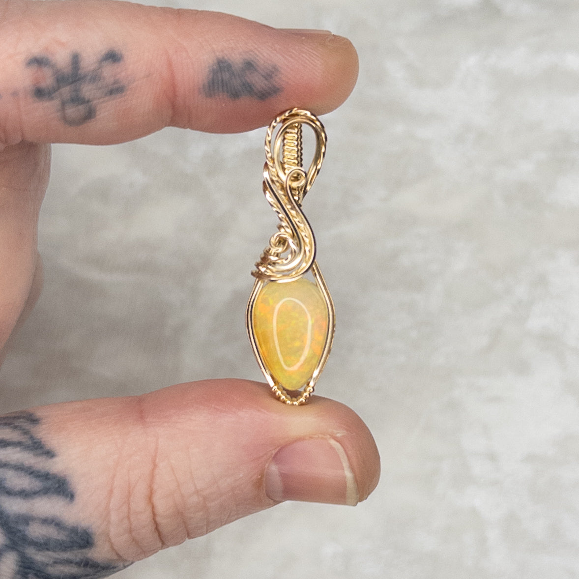 3.10ct. Ethiopian Opal & 14K. Gold-Filled Pendant