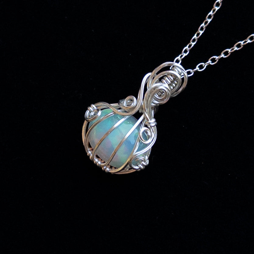 3.6 Carat Ethiopian Opal Sterling Silver Pumpkin Pendant