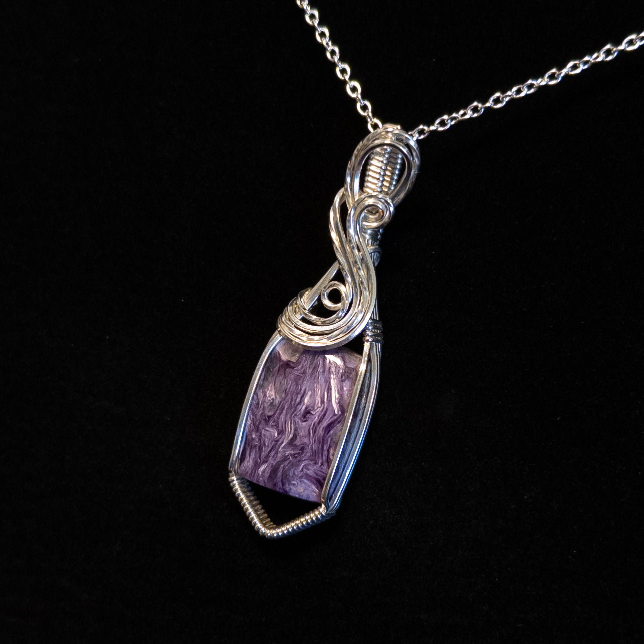 Charoite .925 Sterling Silver Pendant